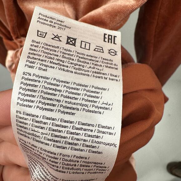 VILA Vialiana Peach Collared Tie Waist Velvet Blazer // S - Picture 7 of 8